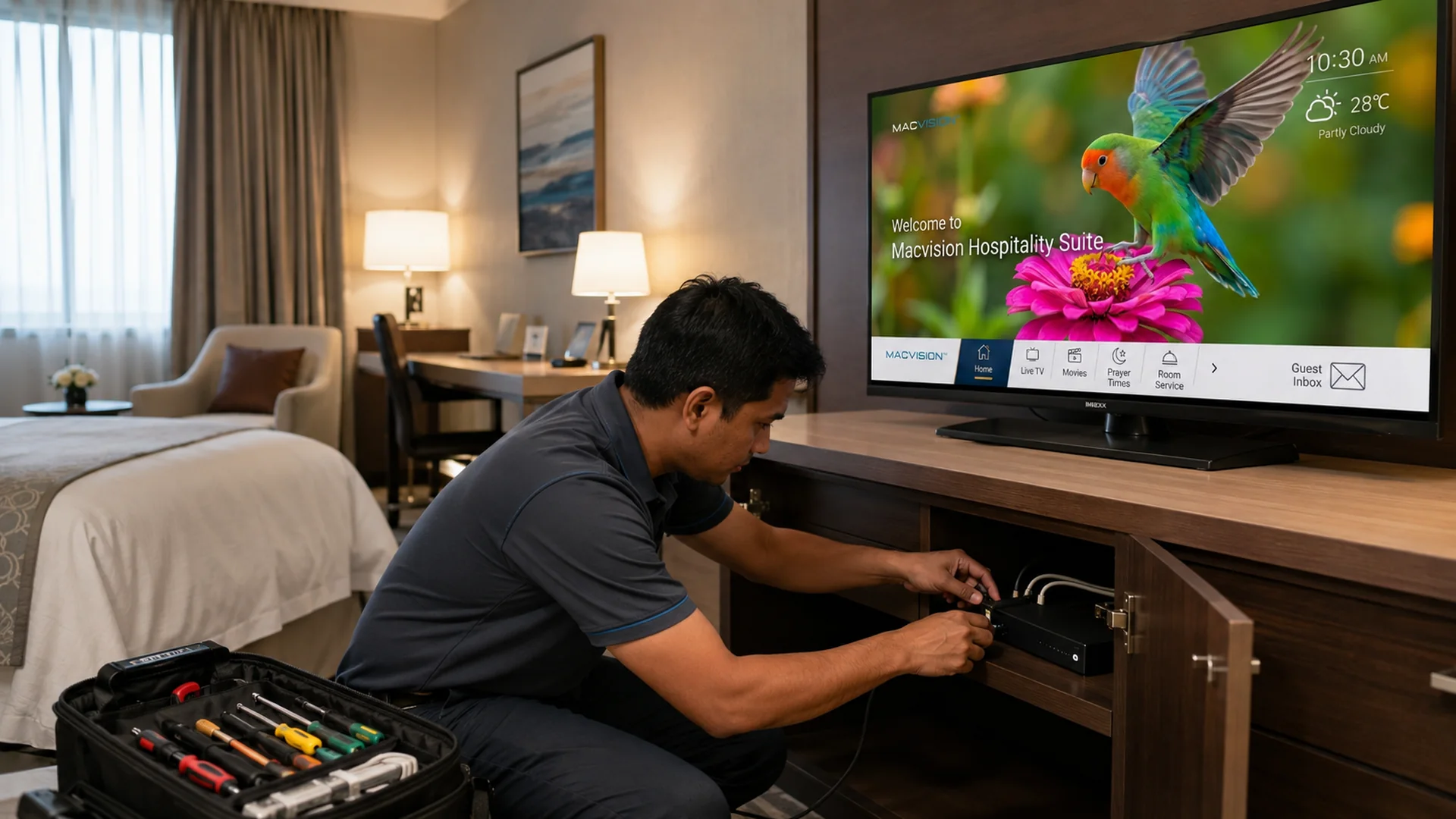 صورة عجمي المعتمدة لموضوع مقارنة IPTV وSMATV وMATV وCATV للمشاريع السعودية