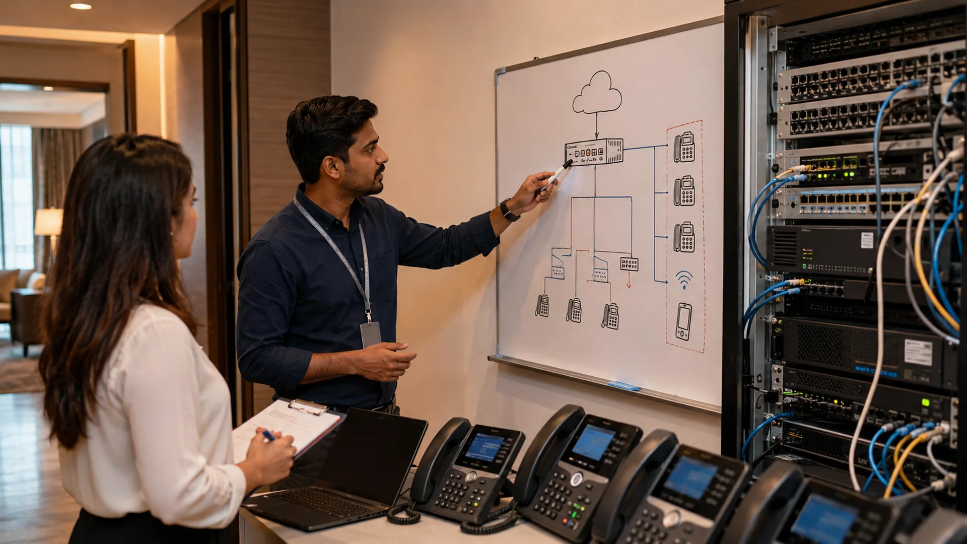 صورة عجمي المعتمدة لموضوع تخطيط IP PBX للفنادق ومرافق الأعمال