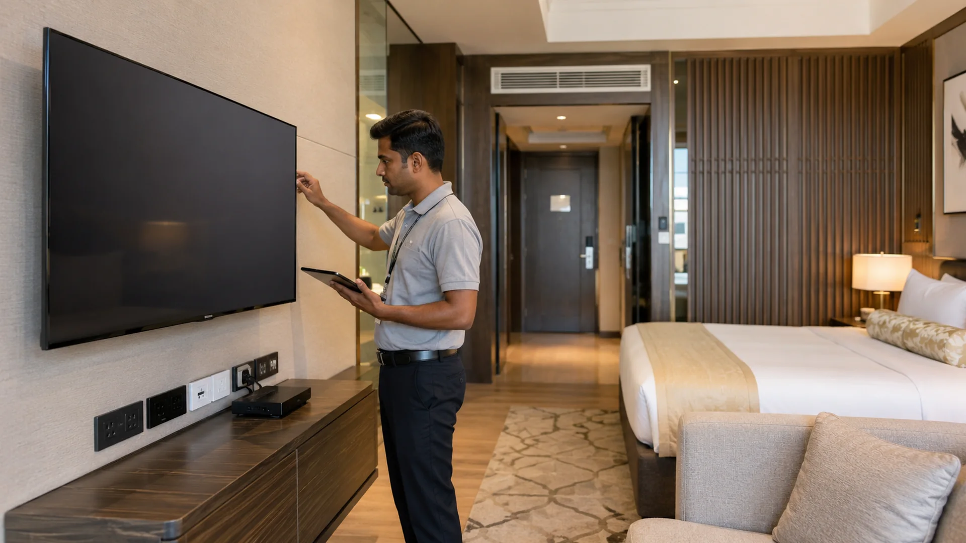 صورة عجمي المعتمدة لموضوع تكامل التلفزيون الذكي في مشاريع IPTV الفندقية