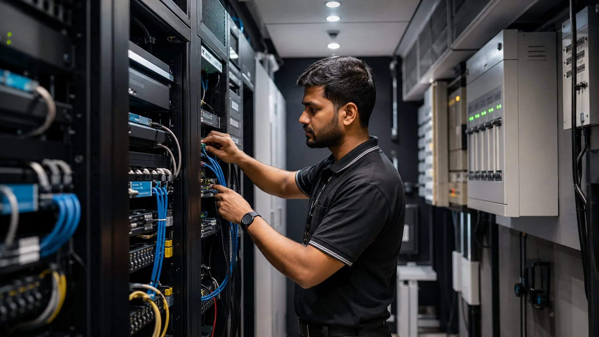 Technical illustration showing IPTV technical support and on-site service in Saudi Arabia