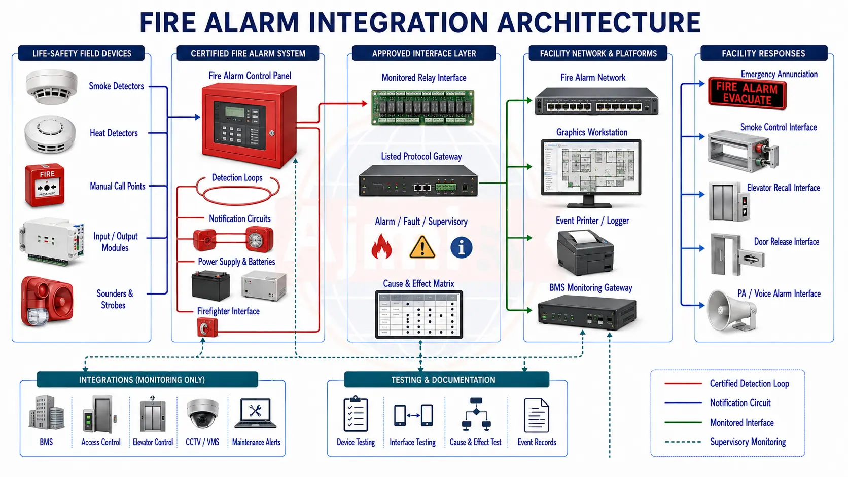 Fire alarm integration architecture drawing
